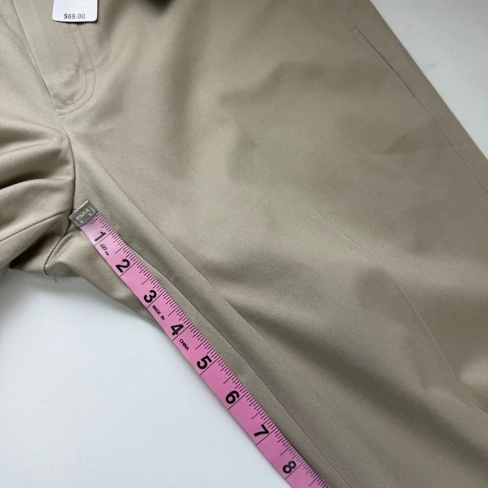 LL Bean Wrinkle Free Dress Chino Pants Mens 33 x 27.75 Khaki Beige 292258 NWT